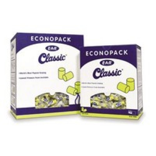 3M (formerly Aearo) 311-1081 3M Single Use E-A-R Classic Cylinder Shaped PVC And Foam Corded Earplugs (1 Pair Per Poly Bag, 500 