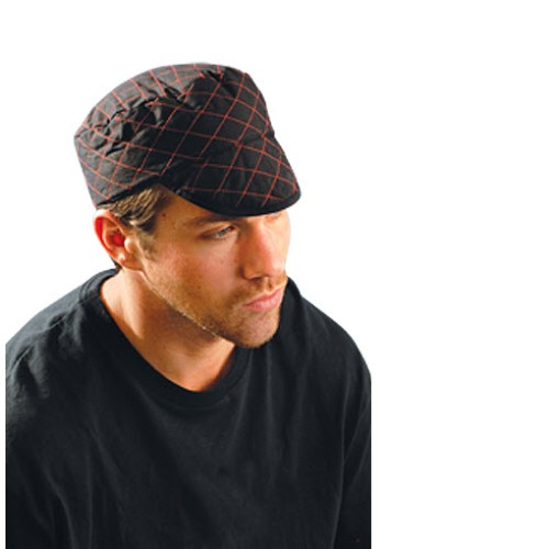 Occunomix TN3-ONE OccuNomix One Size Fits All Black Tuff Nougies Quilted Beanie With Red Stitching