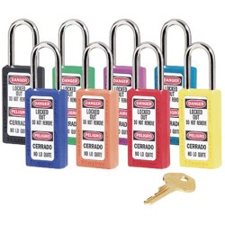Master Lock 411TEAL Safety Series 411 Bilingual Teal Xenoy Body Safety Padlock: 1 1/2