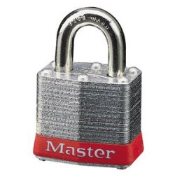 Master Lock 3RED Laminated No. 3 Red Bumper Steel Body Safety Padlock: 3/4