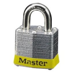 Master Lock 3YLW Laminated No. 3 Yellow Bumper Steel Body Safety Padlock: 3/4