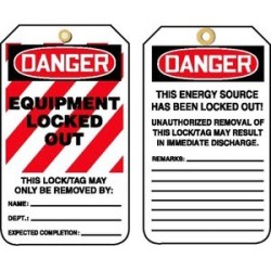 ACCUFORM MLT410PTP DANGER EQUIPMENT LOCKED OUT Plastic Lockout Tags: Package of 25