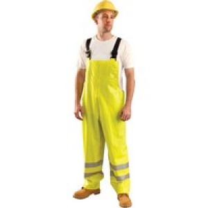 Occunomix TBIB/FR-Y3X OccuNomix 3X Hi-Viz Yellow Premium Flame Resistant PVC Coated Modacrylic/Cotton Jersey Rain Bib Pants With