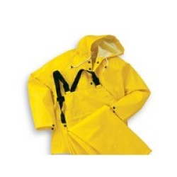 Bata Shoe 76017-2X Bata/Onguard 2X Yellow Webtex .65MM Ribbed PVC On Non-Woven Polyester 3 Piece Rainsuit With Storm Flap Front 