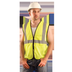 Occunomix ECO-GCZ-OS/M OccuNomix Small - Medium Hi-Viz Orange Polyester Mesh ANSI 107-2010 Value Vest With Zipper Closure, 2