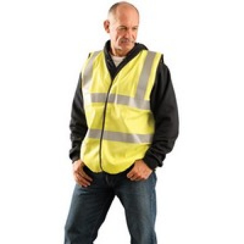 Occunomix LUX-SSCFGFR-YL OccuNomix Large Hi-Viz Yellow Flame Resistant Cotton Class 2 Solid Vest With 2 Each 2