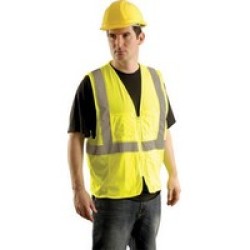 Occunomix SSGCS-YL/XL OccuNomix Large - X-Large Yellow OccuLux Lightweight Mesh Class 2 Economy Surveyor's Vest With Zipper Fron