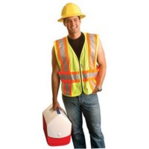 Occunomix SC2TZ-Y3X/4X OccuNomix 3X - 4X Yellow OccuLux Lightweight Mesh Class 2 Expandable Vest With Zipper Front Closure, 2