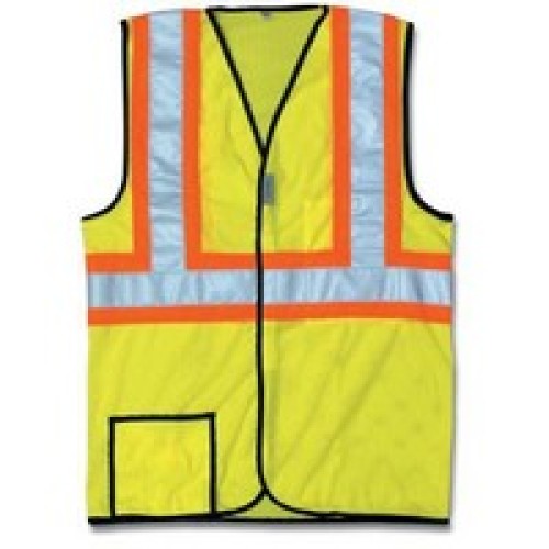 Occunomix SSCOOL2-YL OccuNomix Large Hi-Viz Yellow OccuLux Lightweight Polyester And Mesh Class 2 Two-Tone Vest With Front Hook 