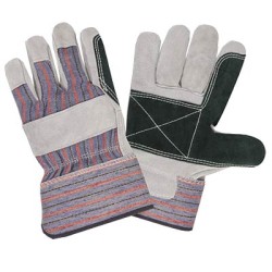 Cordova 7261 Premium Gray Split Shoulder Cowhide Double Leather Palm Canvas Backed Gloves: 2 1/2