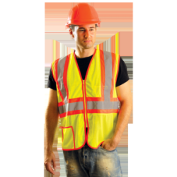 Occunomix LUX-SSCLC2Z-Y2X OccuNomix 2X Hi-Viz Yellow Lightweight Mesh Class 2 Vest With Zipper Front Closure, 2
