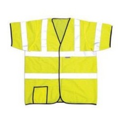 Occunomix HSCOOL3-Y2X OccuNomix 2X Yellow Lightweight Mesh Class 3 Short Sleeve Vest With Front Hook And Loop Closure, 2
