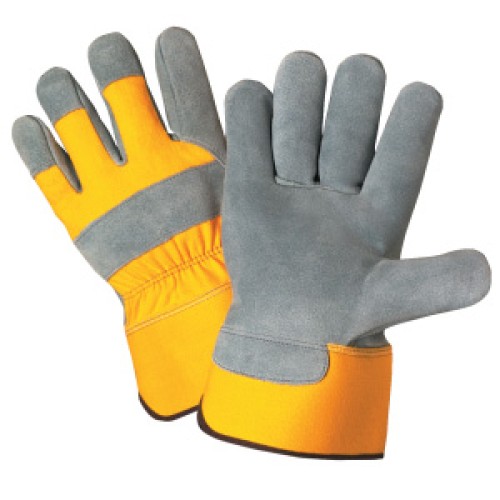 Cordova 7380 Premium Gray Split Shoulder Cowhide Leather Palm Yellow Canvas Backed Gloves: 2 1/2