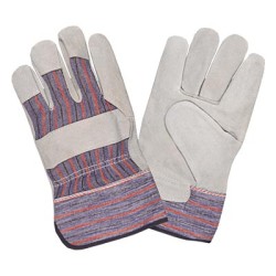 Cordova 7200S Economy Gray Split Shoulder Cowhide Leather Palm Striped Canvas Backed Gloves: 2 1/2