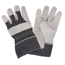 Cordova 7220 Economy Gray Split Shoulder Cowhide Leather Palm Denim Backed Gloves: 2 1/2
