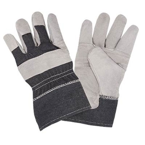 Cordova 7220 Economy Gray Split Shoulder Cowhide Leather Palm Denim Backed Gloves: 2 1/2