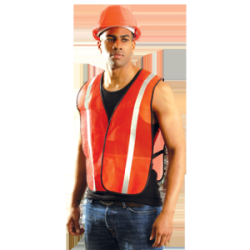 Occunomix LUX-XSBM-OR OccuNomix Regular Orange OccuLux Lightweight Polyester And Mesh Non-ANSI Economy Vest With Front Hook And 