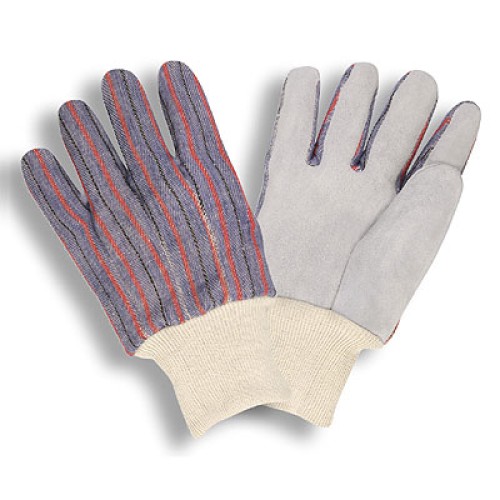 Cordova 7120 Economy Gray Split Shoulder Cowhide Leather Palm Striped Canvas Backed Gloves: 2