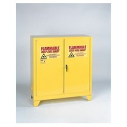 Eagle Manufacturing Company 3010LEGS Eagle 30 Gallon Yellow One Shelf With Two Door Self-Closing Flammable Tower Safety Storage 