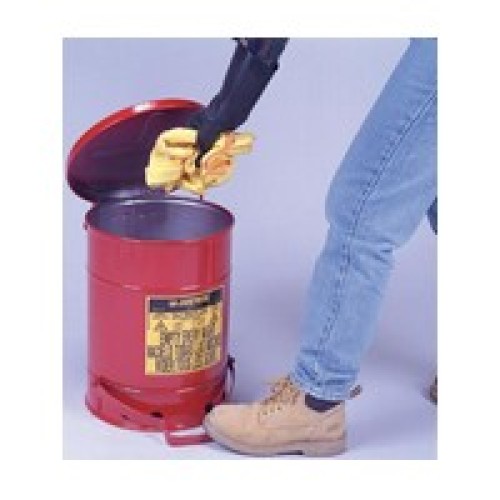 Justrite Manufacturing Co 9500 Justrite 14 Gallon Red Oily Waste Can With Foot Lever Opening Device