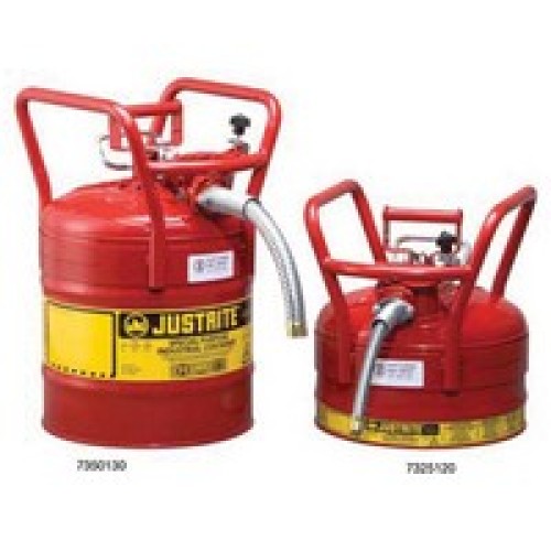 Justrite Manufacturing Co 7350130 Justrite 5 Gallon Red Type II AccuFlow Transport And Dispensing Safety Cans With Attached 1