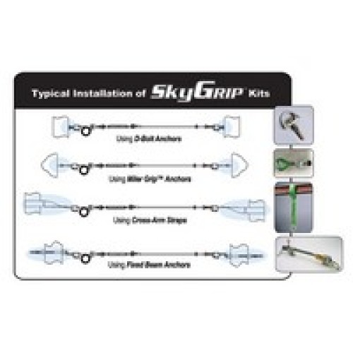 Honeywell SG8183-10/60FT 1 Miller 60' SkyGrip Temporary Horizontal Lifeline Kit With 2 10' Cross-Arm Straps