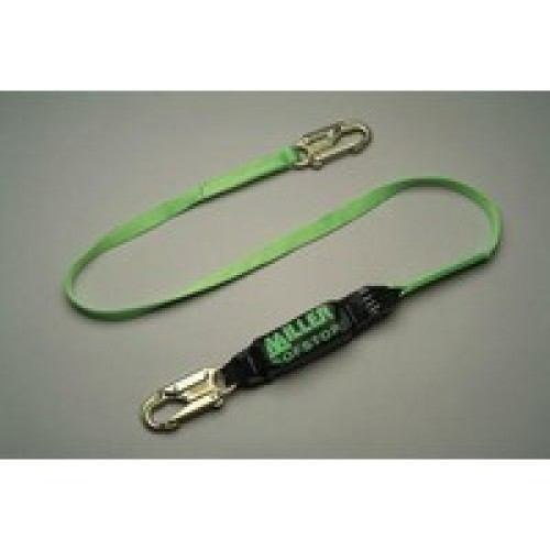Honeywell 913TWLS/6FTGK Miller 6' Green Single Leg HP Lanyard With SofStop Shock Absorber With 2 Locking Snap Hooks