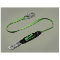 Honeywell 913TWLS-Z7/6FGN Miller 6' Green Single Leg HP Lanyard With SofStop Shock Absorber With 2 Locking Snap Hooks ANSI Z359