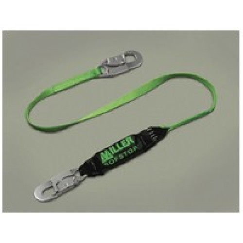 Honeywell 913TWLS-Z7/6FGN Miller 6' Green Single Leg HP Lanyard With SofStop Shock Absorber With 2 Locking Snap Hooks ANSI Z359