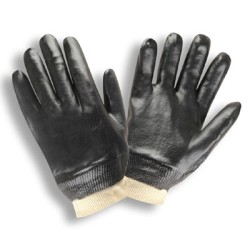 Cordova 5000 Smooth Black Double-Dipped PVC White Interlock Lined Gloves: Knit Wrists Cordova 5000 Smooth Black Double-Dipped PVC White Interlock Lined Gloves: Knit Wrists