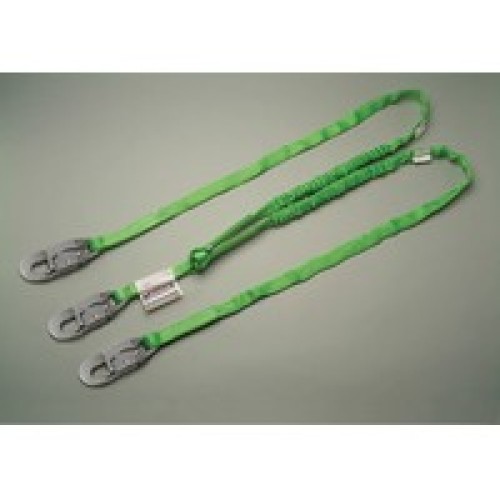 Honeywell 232TWLS-Z7/6FTGN Miller 6' Green Two Leg Manyard HP Shock-Absorbing Stretchable Web Lanyard With 3 Locking Snap Hooks