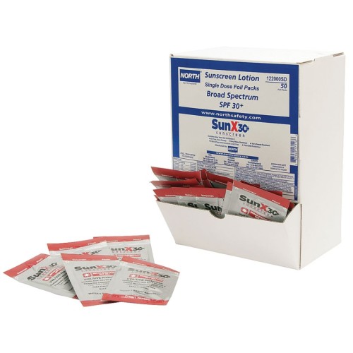 North by Honeywell 122000SD Single Foil Pack SunX SPF 30 Sunscreen in Dispenser Box (50 Each Per Box)