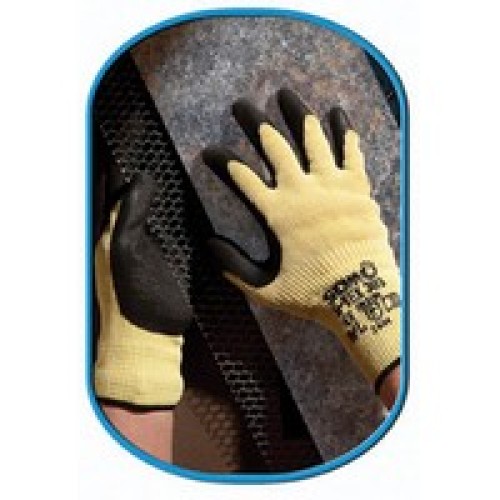 SHOWA Best Glove S-TEX303XL-10 SHOWA Best Glove Size 10 Yellow And Black SHOWA S-TEX 303 Kevlar Steel Cut Resistant Coated Work 