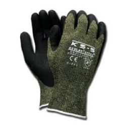 Memphis Gloves 9389L Memphis Large KS-5 13 Gauge Cut Resistant Black Latex Dipped Palm And Finger Coated Work Gloves With Green 