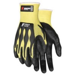 Memphis Gloves KV100M Memphis Medium Yellow And Black ForceFlex Nitrile KV Coated Work Gloves With Kevlar Shell, Nitrile Palm An Memphis Gloves KV100M Memphis Medium Yellow And Black ForceFlex Nitrile KV Coated Work Gloves With Kevlar Shell, Nitrile Palm An