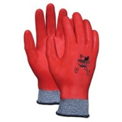 Memphis Gloves 9683CSS Memphis Small UltraTech 10 Gauge Cut And Splash Resistant Red Nitrile Fully Coated Work Gloves With Gray 