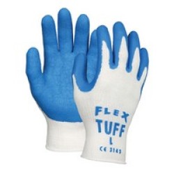 Memphis Gloves 9680L Memphis Large FlexTuff 10 Gauge Cut Resistant Blue Natural Rubber Latex Dipped Palm And Finger Coated Work 