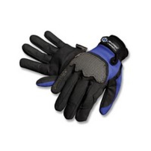 HexArmor 4018-M HexArmor Medium Black And Blue Ultimate L5 SuperFabric Mechanic's Style Cut Resistant Gloves With Hook And Loop 