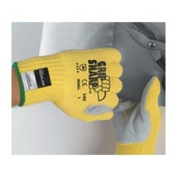 Memphis Gloves 9686S Memphis Small Yellow Grip Sharp 7 Guage Kevlar Cut Resistant Gloves With Knit Wrists, Cotton Lining And Lea