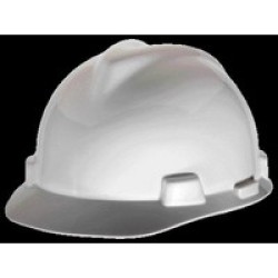 MSA (Mine Safety Appliances Co) 10057441 MSA White V-Gard Class E, G Type I Polyethylene Standard Slotted Hard Cap With 1-Touch 