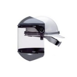 Honeywell FM5400DCCL Fibre-Metal Model F-400 Noryl Dual Crown Ratchet Headgear With Clear Propionate Facshield, Built-In 4
