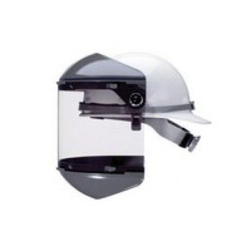 Honeywell FM5400DCCL Fibre-Metal Model F-400 Noryl Dual Crown Ratchet Headgear With Clear Propionate Facshield, Built-In 4