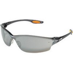Crews Safety Products LW217 Crews Law 2 Safety Glasses With Smoke Frame, Silver Mirror Polycarbonate Duramass Scratch-Resistant 