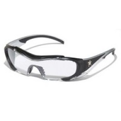 Crews Safety Products HL110AF Crews Hellion Safety Glasses With Black And Silver TPR Frame And Clear Duramass Anti-Scratch Anti-