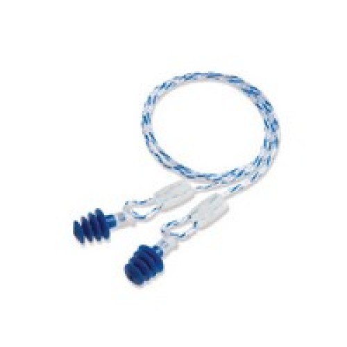 Honeywell 1005329 Howard Leight Multiple Use Clarity 4-Flange Blue Multi-Material Woven Corded Earplugs With Reusable Case