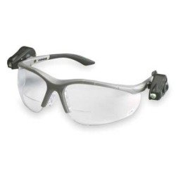 3M 11479-00000 Light Vision2 Dual LED Safety Glasses: Clear +2.5  Diopter Lenses Gray Semi-Rimless Frame