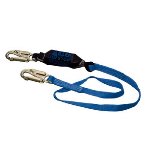 MILLER 910TWLS/6FTGK HP 6' Adjustable Web Single-Leg Lanyard with SofStop Shock Absorber: (2) 3/4