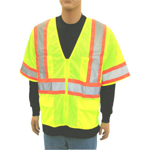TnA Safety Products V310L Class III Lime Sleeved Two Tone Reflective Surveyor Vest: 2