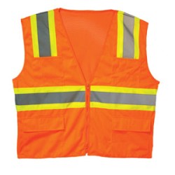Global Glove GLO-004 Class II Orange Two Tone Reflective Surveyors Vest: 2