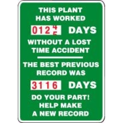 Safety Scoreboards Accuform MSCBDD11 Turn-A-Day Safety Scoreboards: 